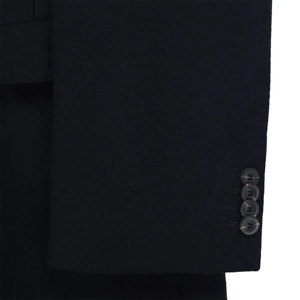 Hugo Boss Mens Migor Slim Fit Overcoat 46R Dark Blue Solid Wool Blend NWT
